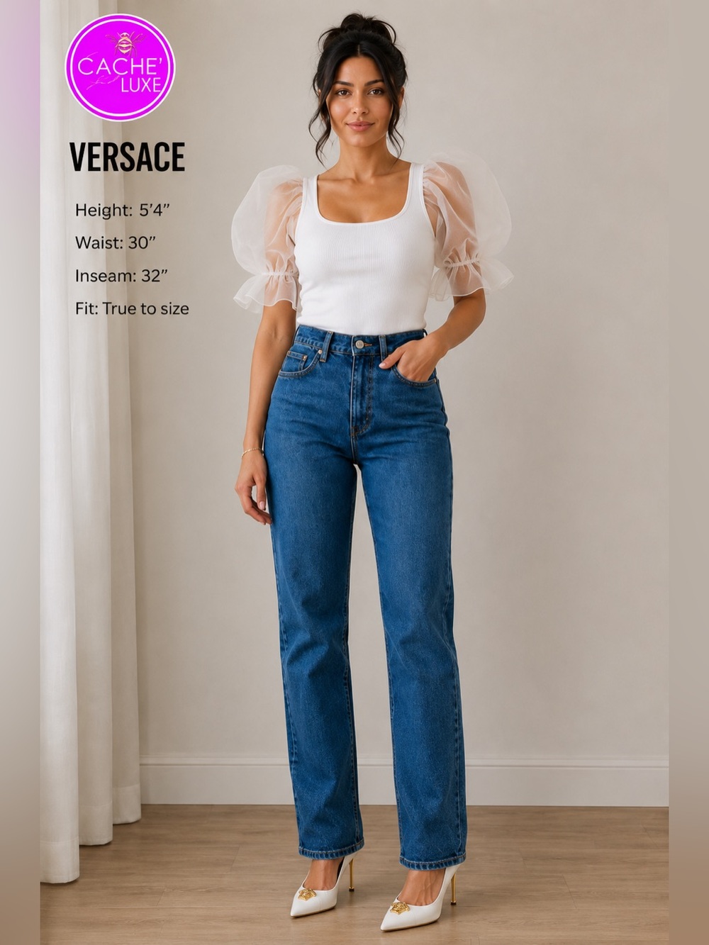 Versace Jeans Couture Medium Wash Relaxed High Waist  Jeans 32| 46